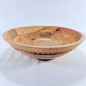 Foreside Wood Bead Bowl 10 Inch Brown Mango Wood Beaded Trim FDAD08033